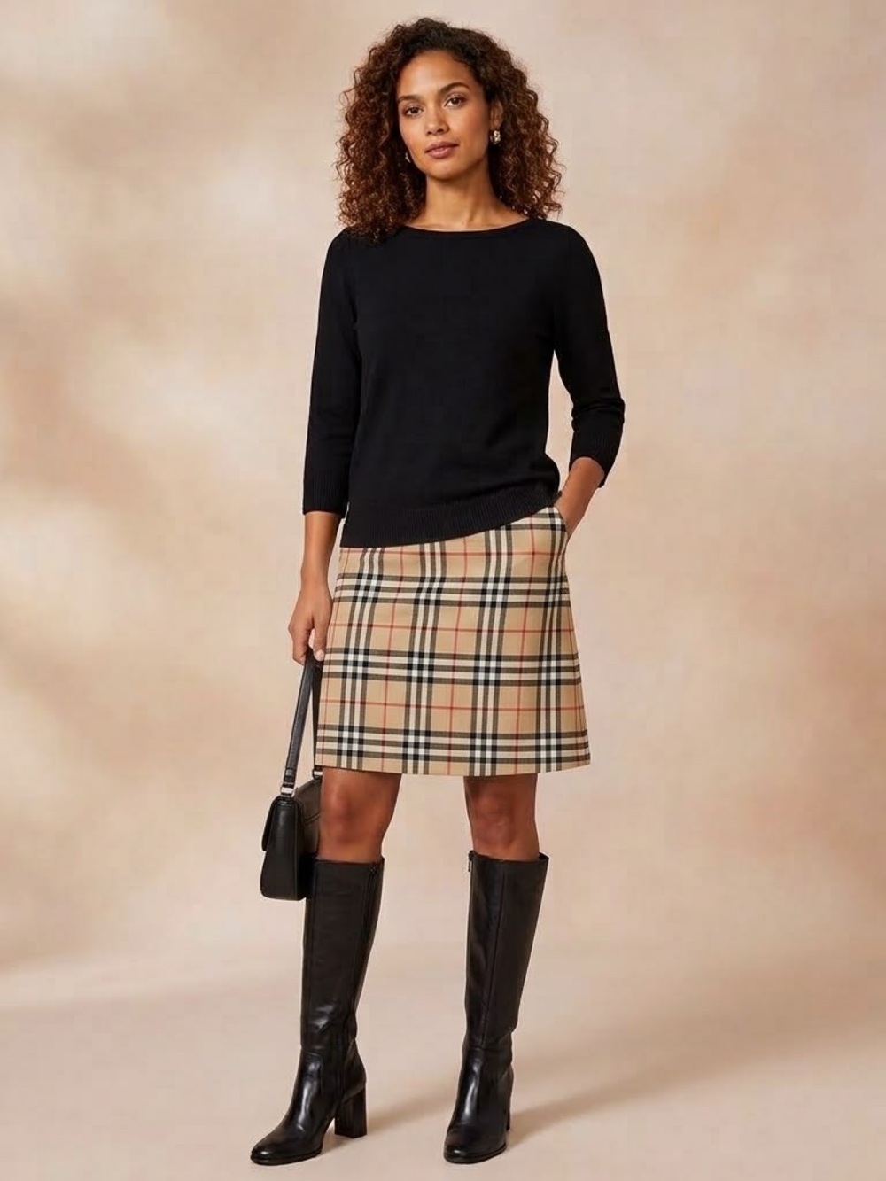LOFT Black 3/4 Sleeve Sweater with Button Back – Size Medium